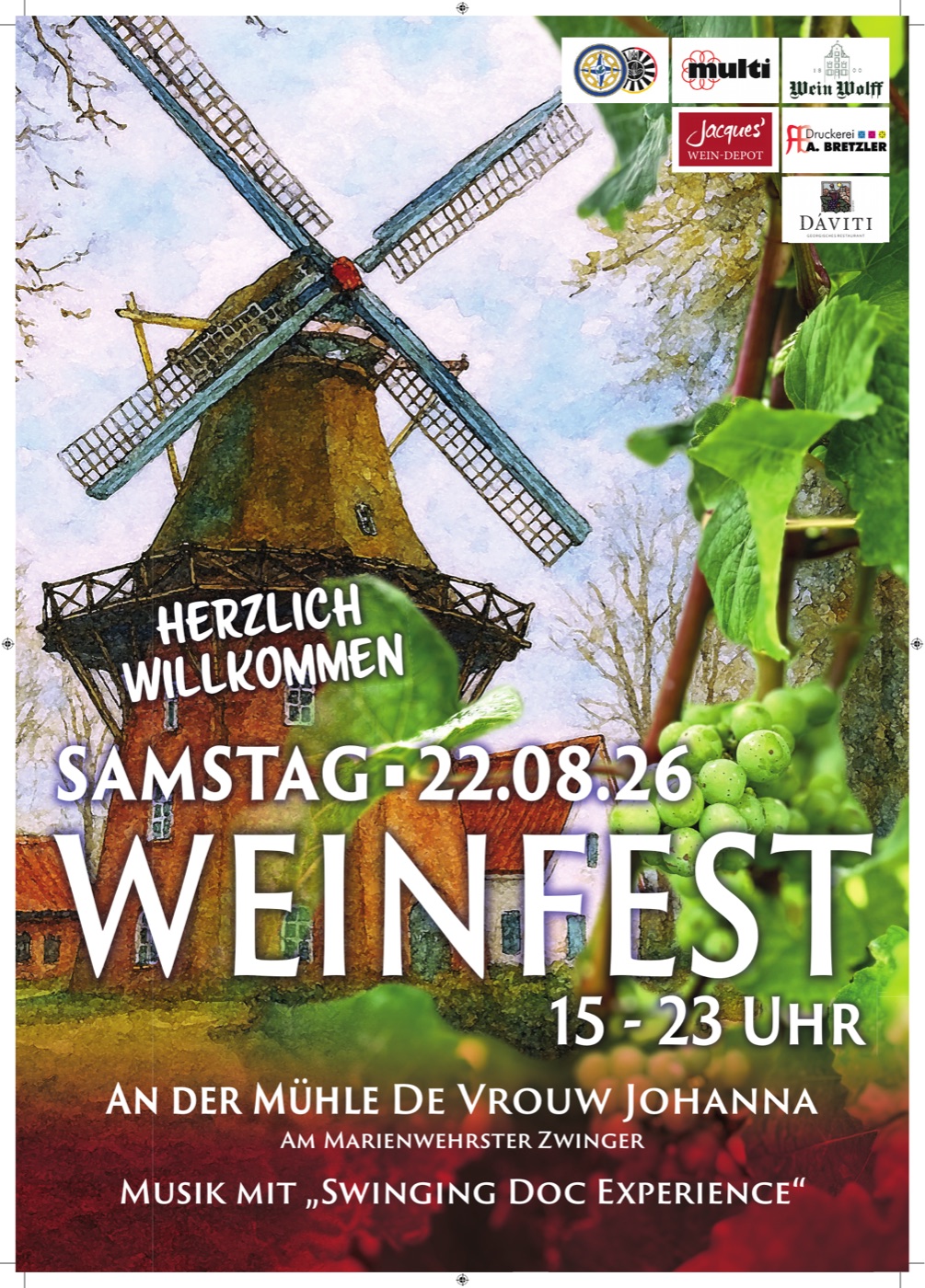 Plakat zum Weinfest am 22. August 2026